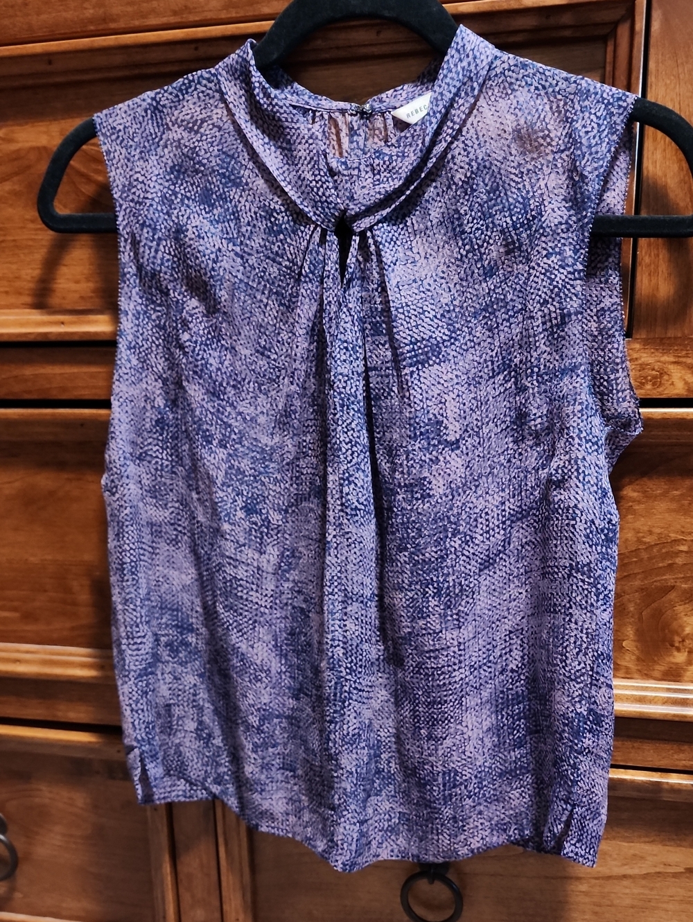 Rebecca Taylor Purple Printed Tie-Neck Sleeveless Camisole